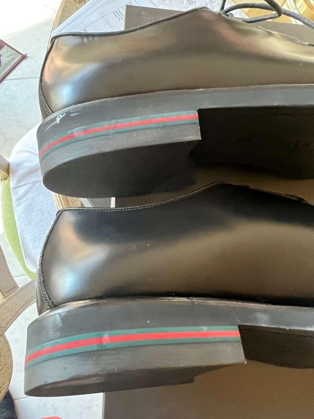 Gucci Black Leather Cap-Toe Derby Lace-Up Shoes - Picture 12 of 14